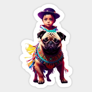 Mexican Pug and Little Amigo: A Charming Duo Sticker